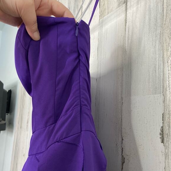 REISS Tiered Strapless Cocktail Dress Purple Ruffle Party Wedding Guest Size 2 - Picture 6 of 9